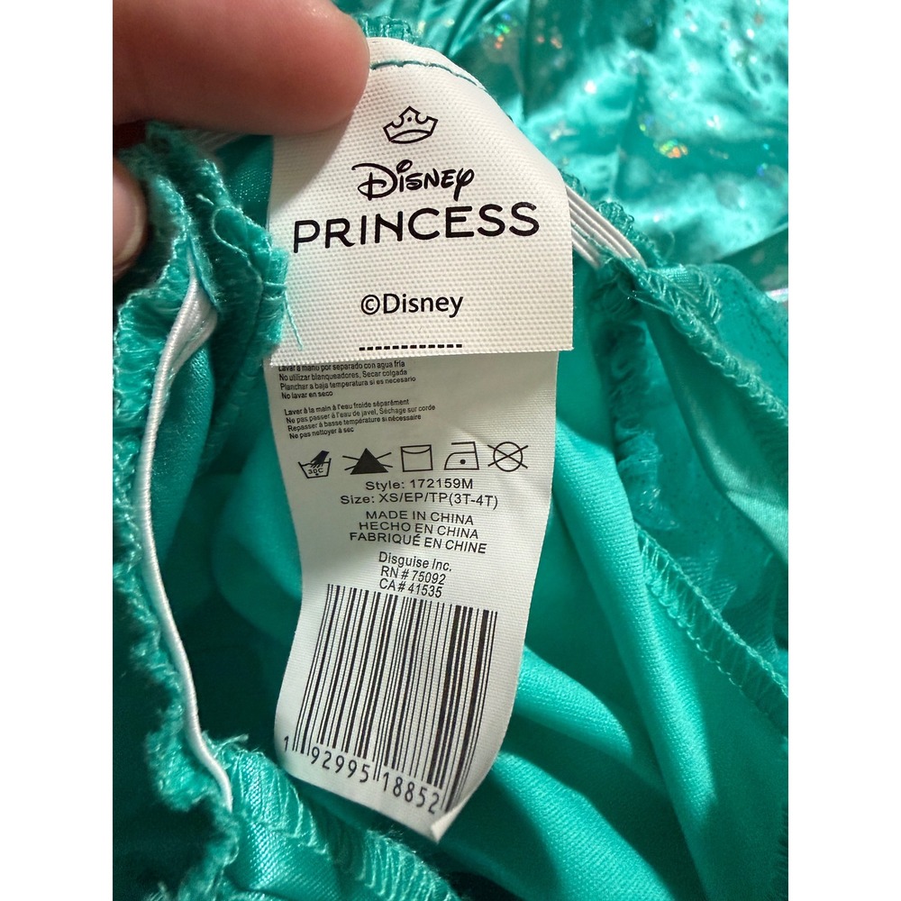 Disney Princess Jasmine Costume Size 3T-4T Teal Gold Sequin Jumpsuit NWOT - Picture 4 of 4